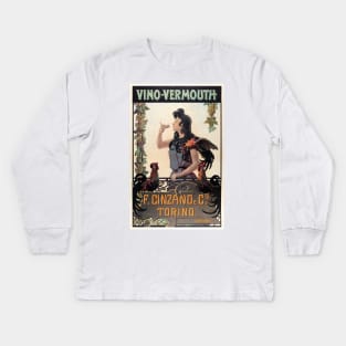 CINZANO VINO VERMOUTH TORINO Vintage Italian Herbal Liqueur Advert Kids Long Sleeve T-Shirt